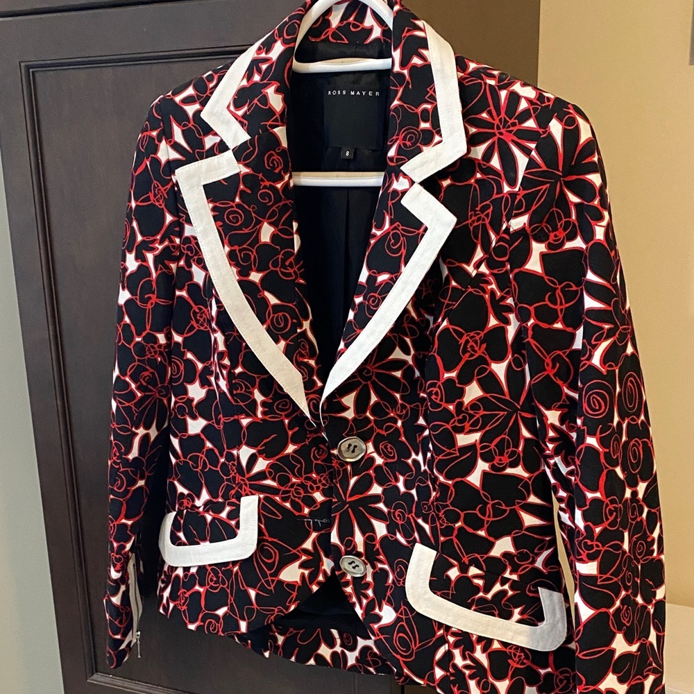 Ross Mayer Red and Black Roses Blazer